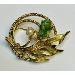 Signed Vintage Sarah Coventry Brooch Gold Tone -16
